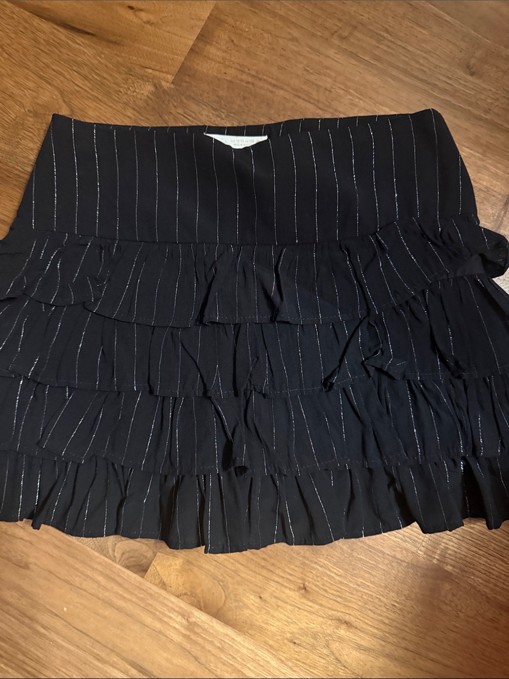 Zara Black Mini Skirt with Silver Pinstripes
